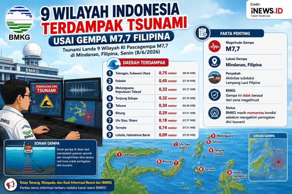 9 Wilayah RI Dilanda Tsunami Pascagempa M7,7 Filipina, Ini Daftarnya
