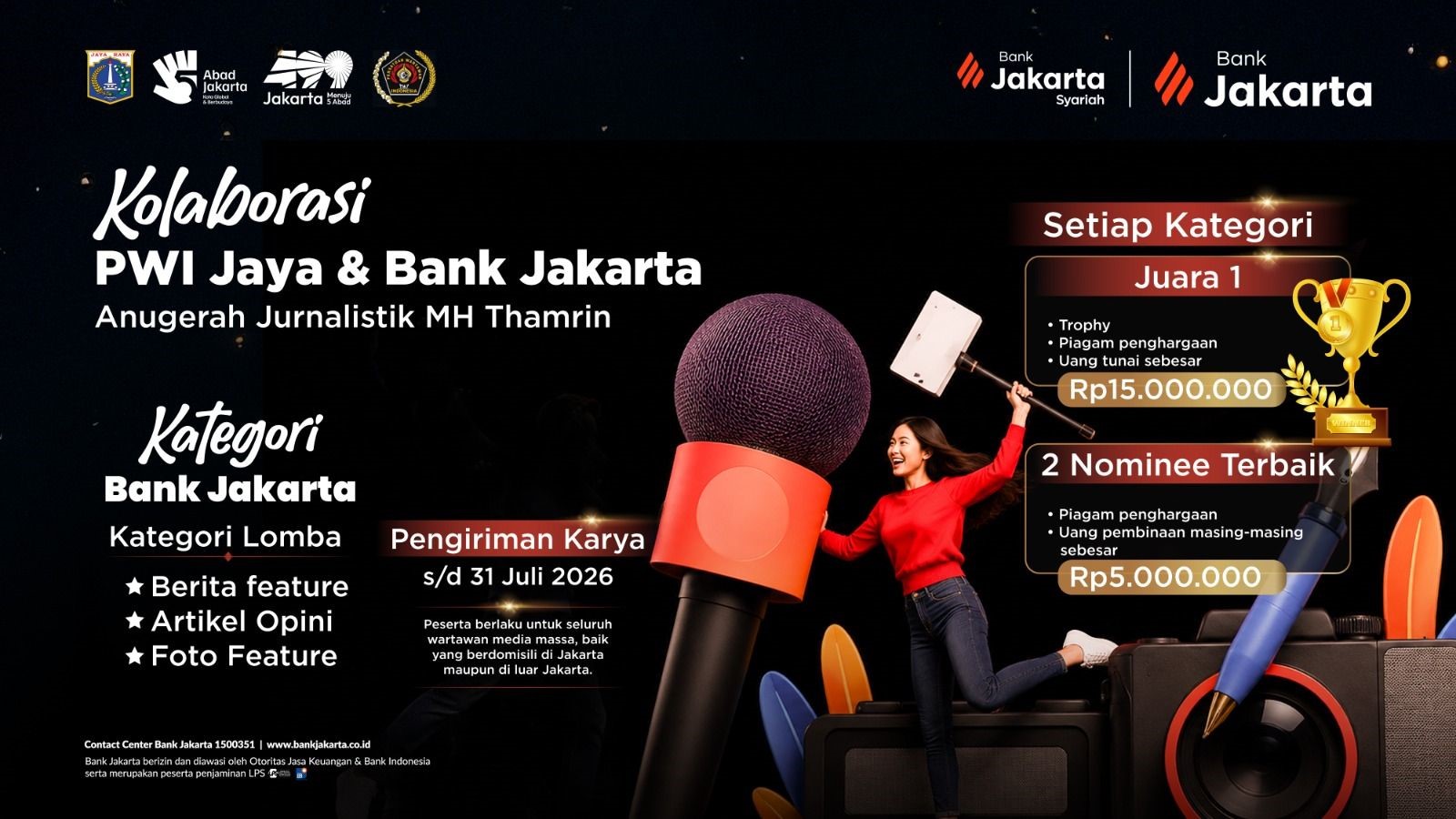 PWI Jaya dan Bank Jakarta Hadirkan Kategori Literasi Keuangan di Lomba Karya Tulis Jurnalistik MH Thamrin 2026