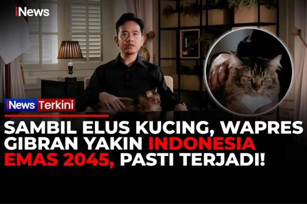 Momen Wapres Gibran Pede Bicara AI Jadi Kunci Indonesia Emas 2045 sambil Elus Kucing