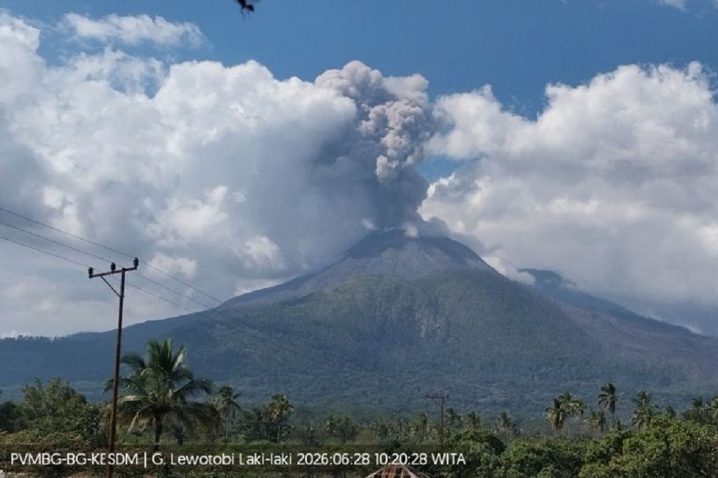 Gunung Lewotobi Laki-laki Meletus Hari Ini, Kolom Abu 900 Meter di Atas Puncak