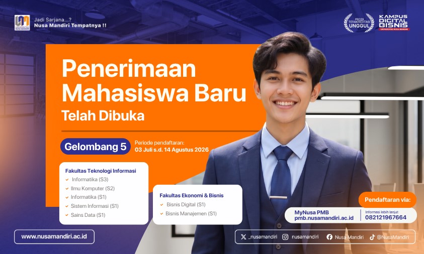 PMB 2026 Universitas Nusa Mandiri Gelombang 5 Dibuka untuk Jenjang S1 sampai S3