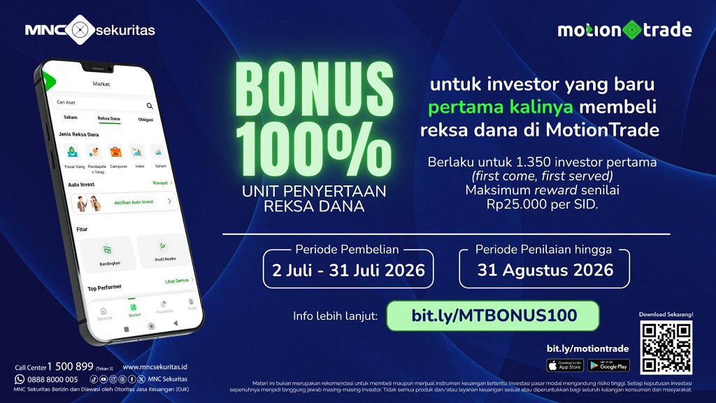 Ada Promo Bonus Unit Penyertaan Reksa Dana 100 Persen hingga 31 Juli di MotionTrade!