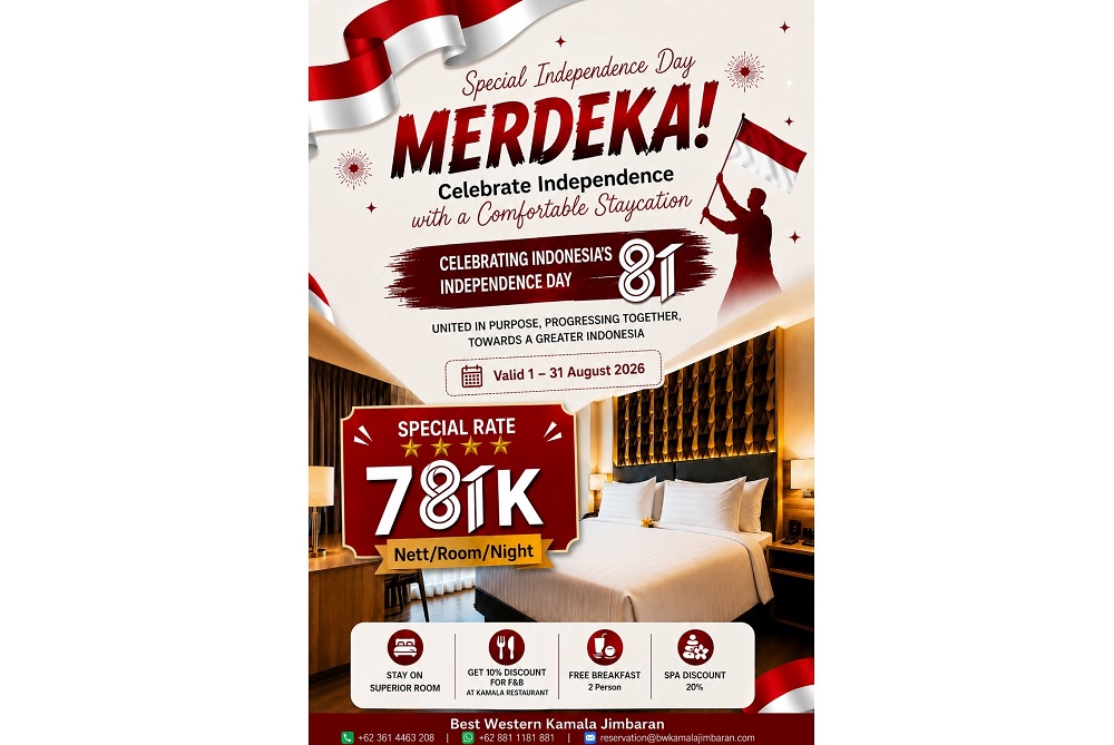 Rayakan HUT ke-81 RI, Best Western Kamala Jimbaran Hadirkan Promo Merdeka Staycation