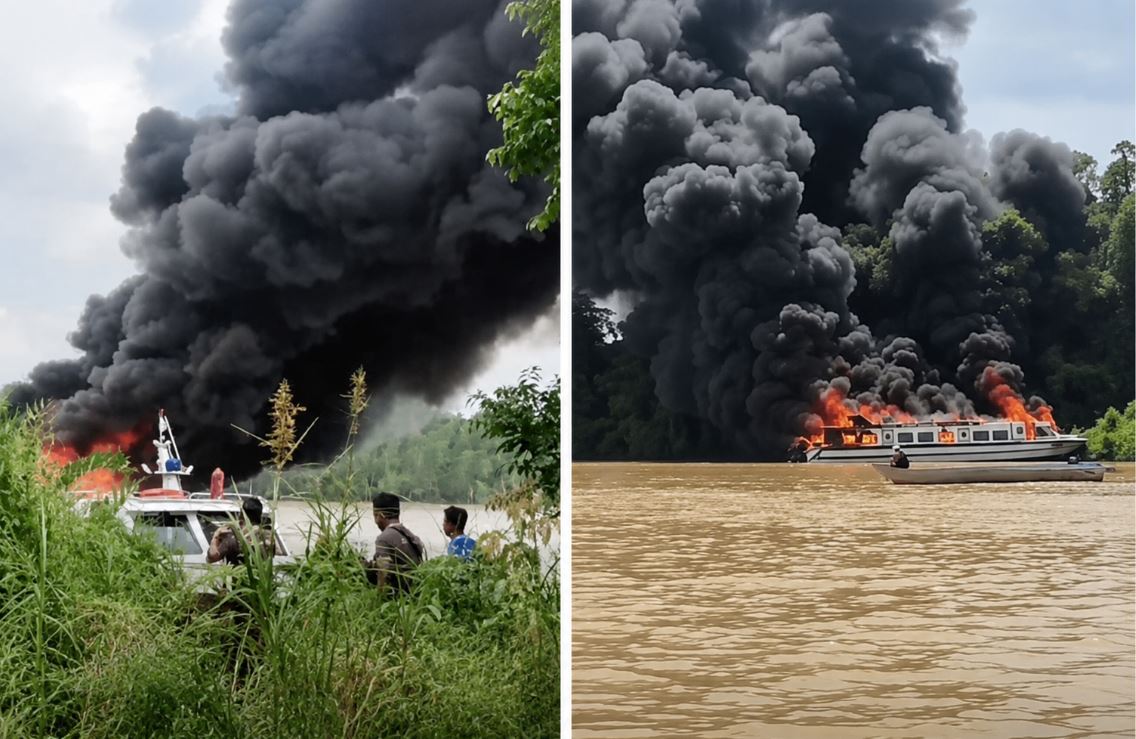 Speedboat Terbakar di Perairan Salimbatu Bulungan, 25 Penumpang Panik Selamatkan Diri
