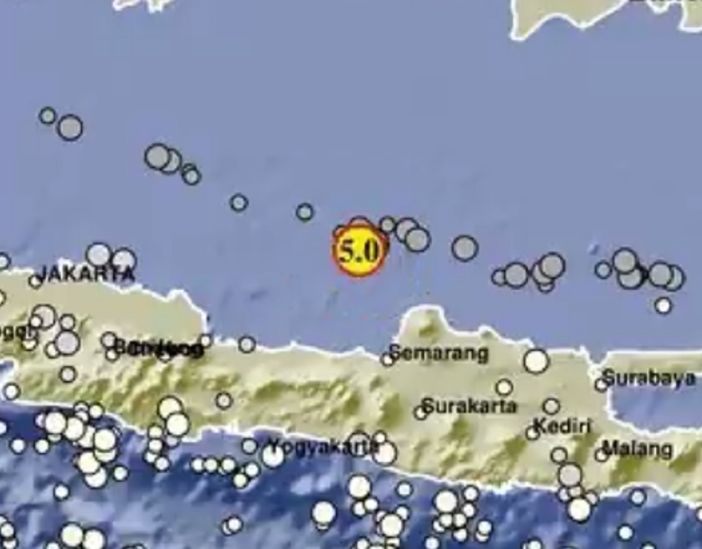 Gempa Hari Ini M 5,0 Guncang Jepara, Pusat Getaran di Laut