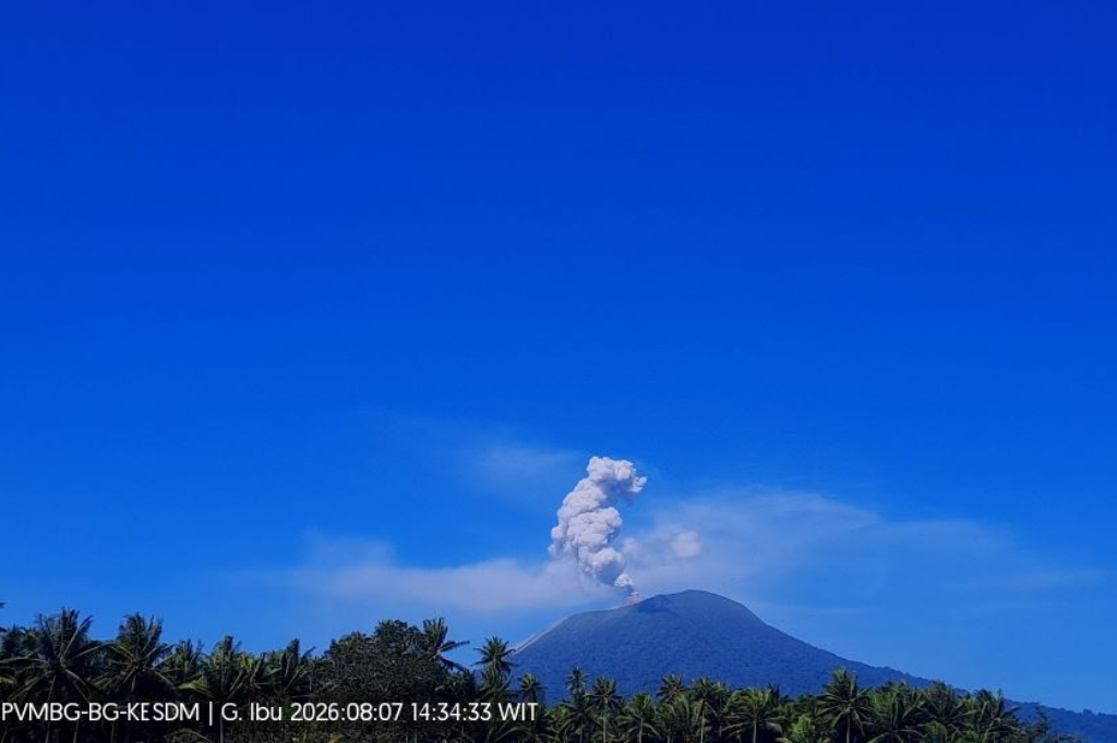 Gunung Ibu di Halmahera Barat Erupsi, Kolom Abu Membubung 600 Meter ke Langit