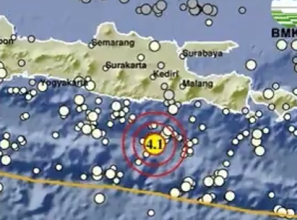 Gempa M 4,1 Guncang Blitar Hari Ini, Berpusat di Laut