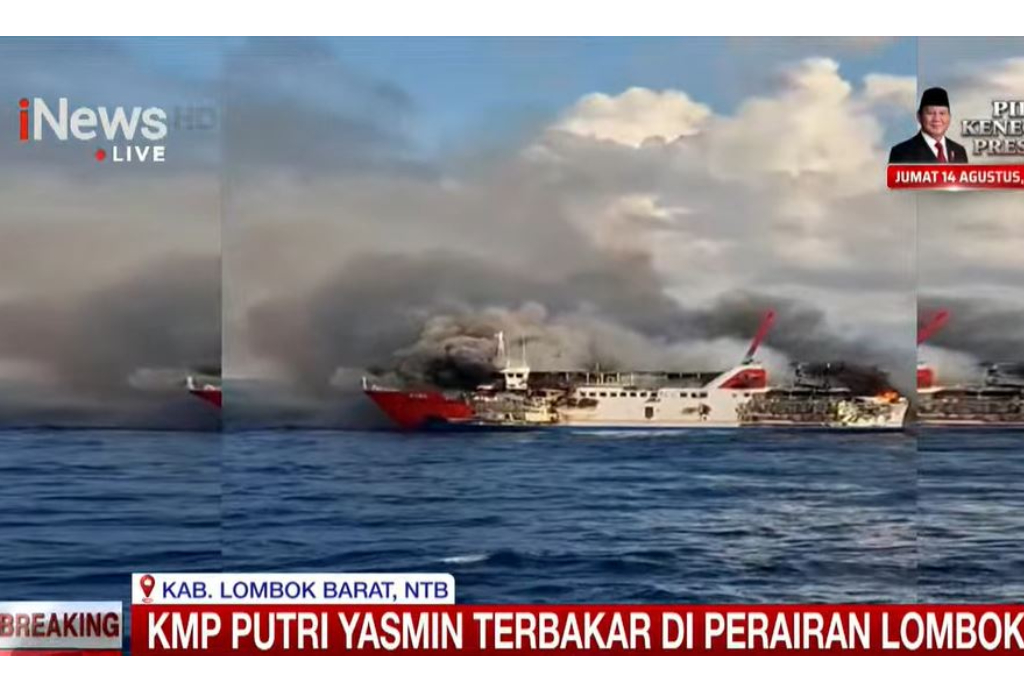 KMP Putri Yasmin Terbakar di Perairan Lombok Bawa 131 Penumpang, Evakuasi Menegangkan