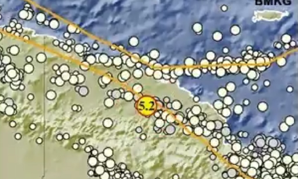 Gempa Hari Ini M 5,2 Guncang Keerom Papua