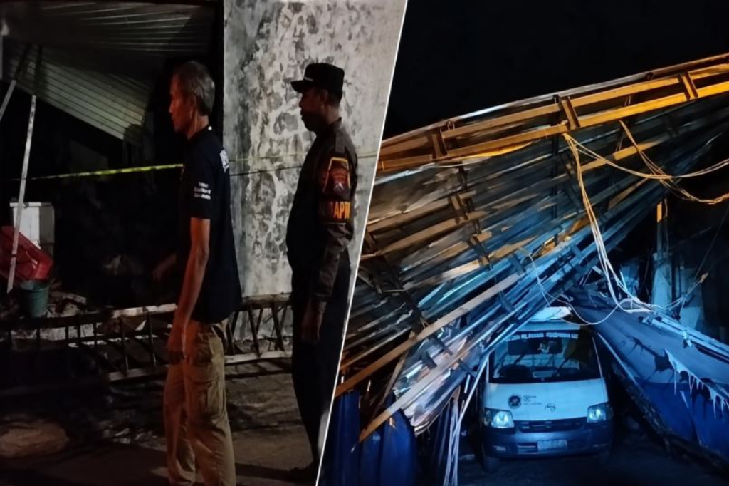 Detik-Detik Dapur SPPG di Mojokerto Terbakar usai Ledakan Keras, Atap Bangunan Roboh