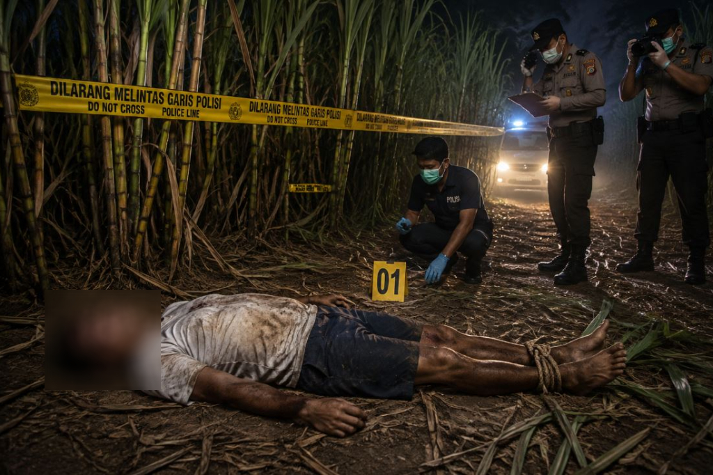 Deli Serdang Gempar, Mayat Pria Ditemukan Tewas Terikat di Kebun Tebu