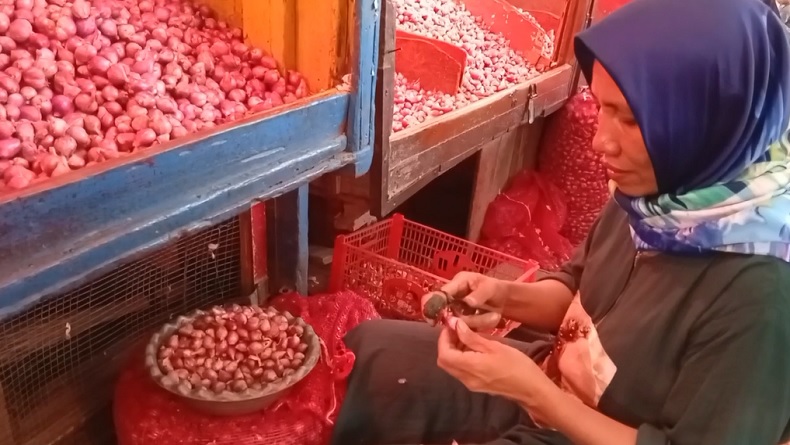 Kisah Pengupas Bawang di Surabaya, Diupah Rp3.000 per Kg meski Mata Perih