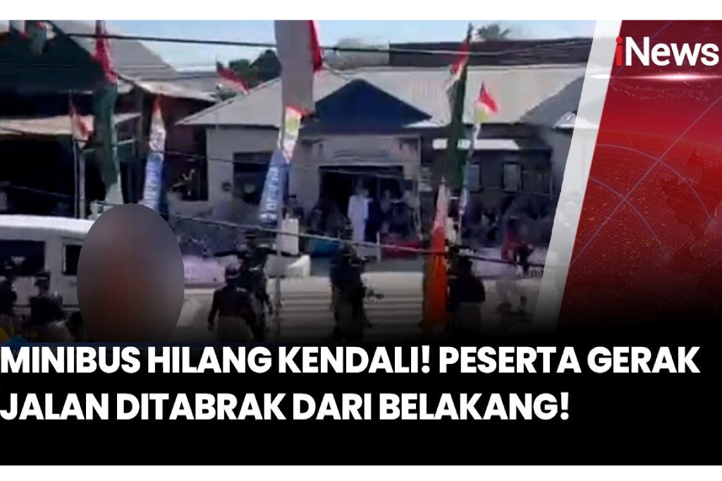 Minibus Tabrak Peserta Gerak Jalan, Sopir Hilang Kendali Diduga Sakit Mendadak