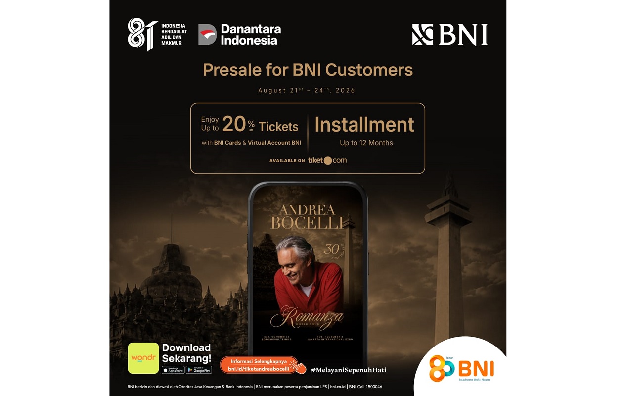 BNI Hadirkan Akses Eksklusif Konser Andrea Bocelli Romanza di Indonesia