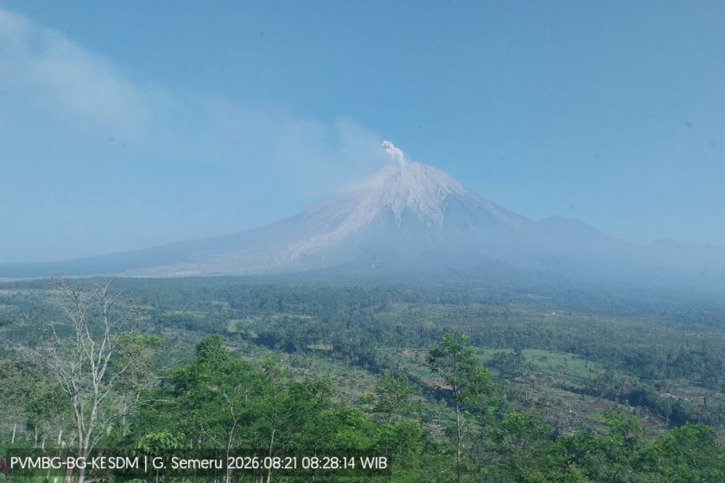 Gunung Semeru Meletus Pagi Ini, Kolom Abu Membubung Setinggi 800 Meter ke Langit