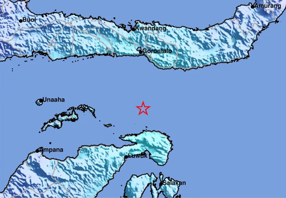 Gempa Bumi M5,4 Guncang Pulau Puah Sulteng Dini Hari Tadi, Dirasakan hingga Gorontalo