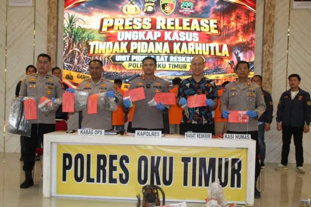 Bakar Lahan Berujung Penjara, 6 Tersangka Karhutla di OKU Timur Terancam 15 Tahun