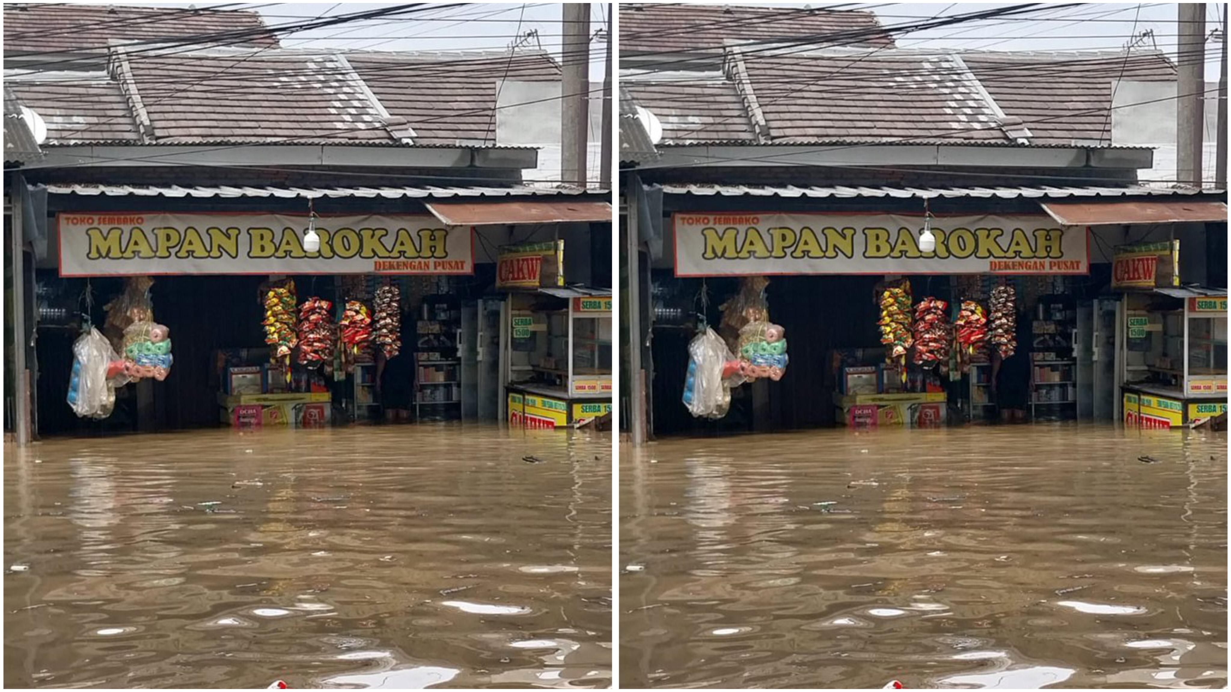 Viral Warung Madura Tetap Buka saat Banjir Nyaris Seatap, Netizen: Fix! Tutupnya Kiamat