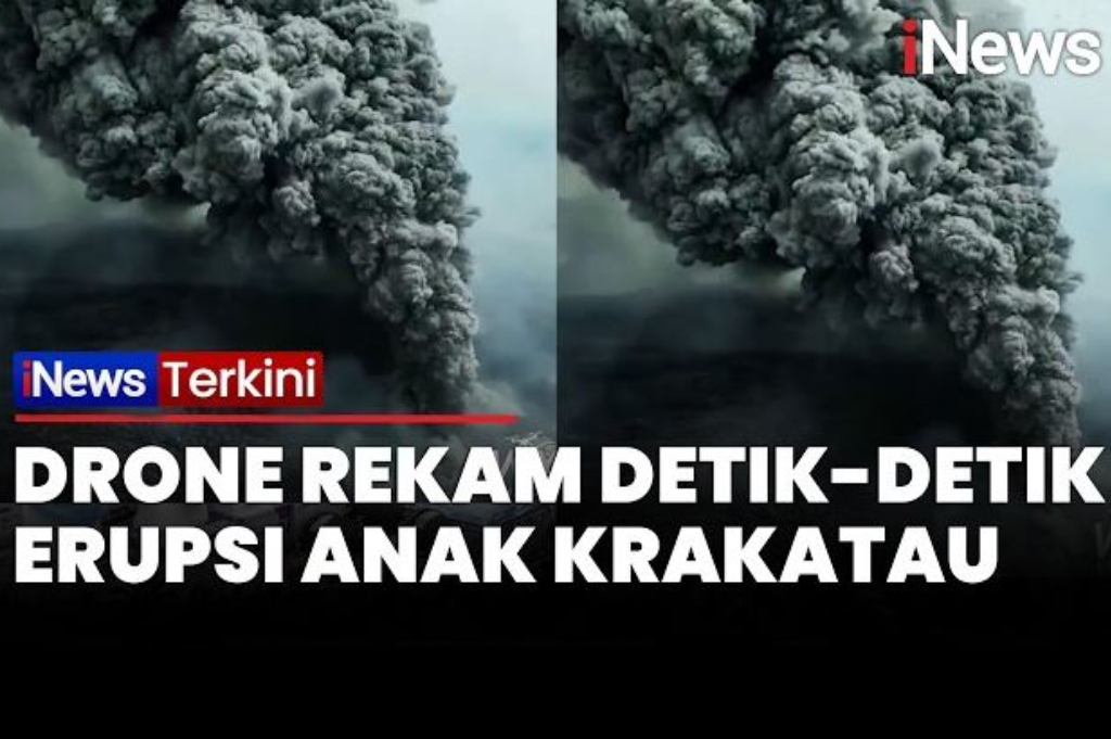 Mencekam! Drone Rekam Detik-Detik Erupsi Gunung Anak Krakatau dari Udara