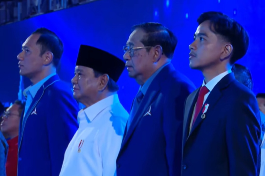 Prabowo-Gibran Hadiri Puncak Perayaan HUT ke-25 Partai Demokrat, Disambut SBY dan AHY