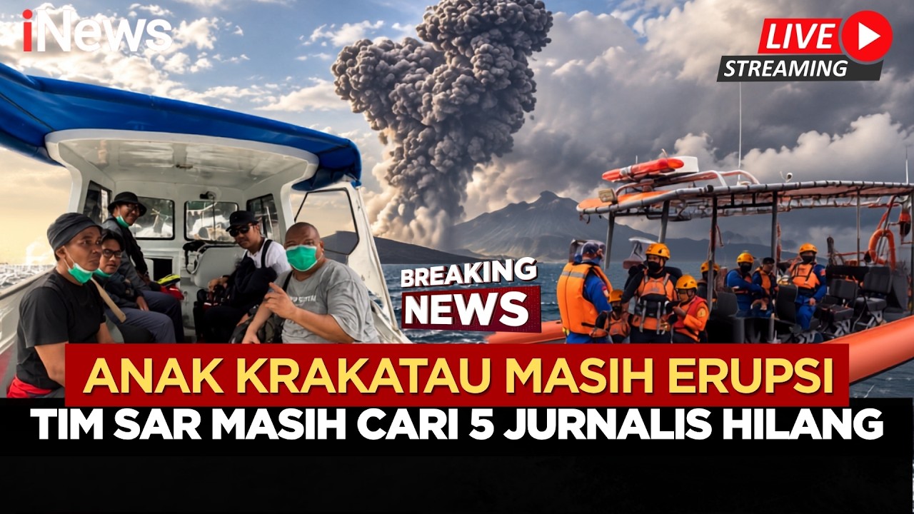 Anak Krakatau Kembali Erupsi! Kerahkan 6 Kapal Besar, SAR Perluas Pencarian 5 Jurnalis dan 3 Kru di Sisi Utara