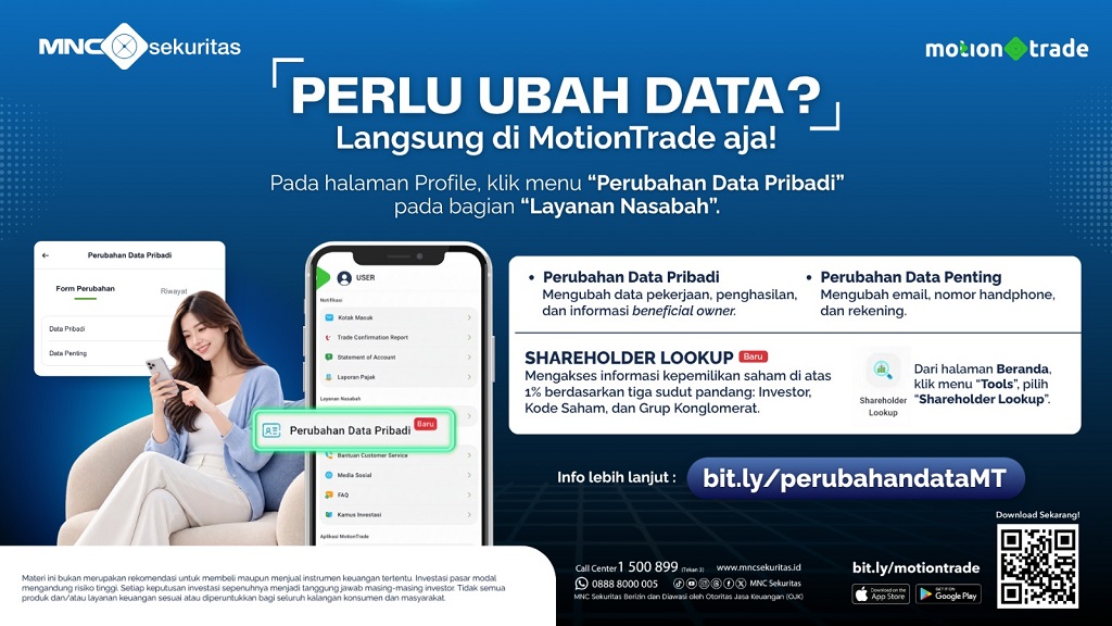 MNC Sekuritas Hadirkan Fitur Baru Perubahan Data Pribadi dan Shareholder Lookup di MotionTrade Lite