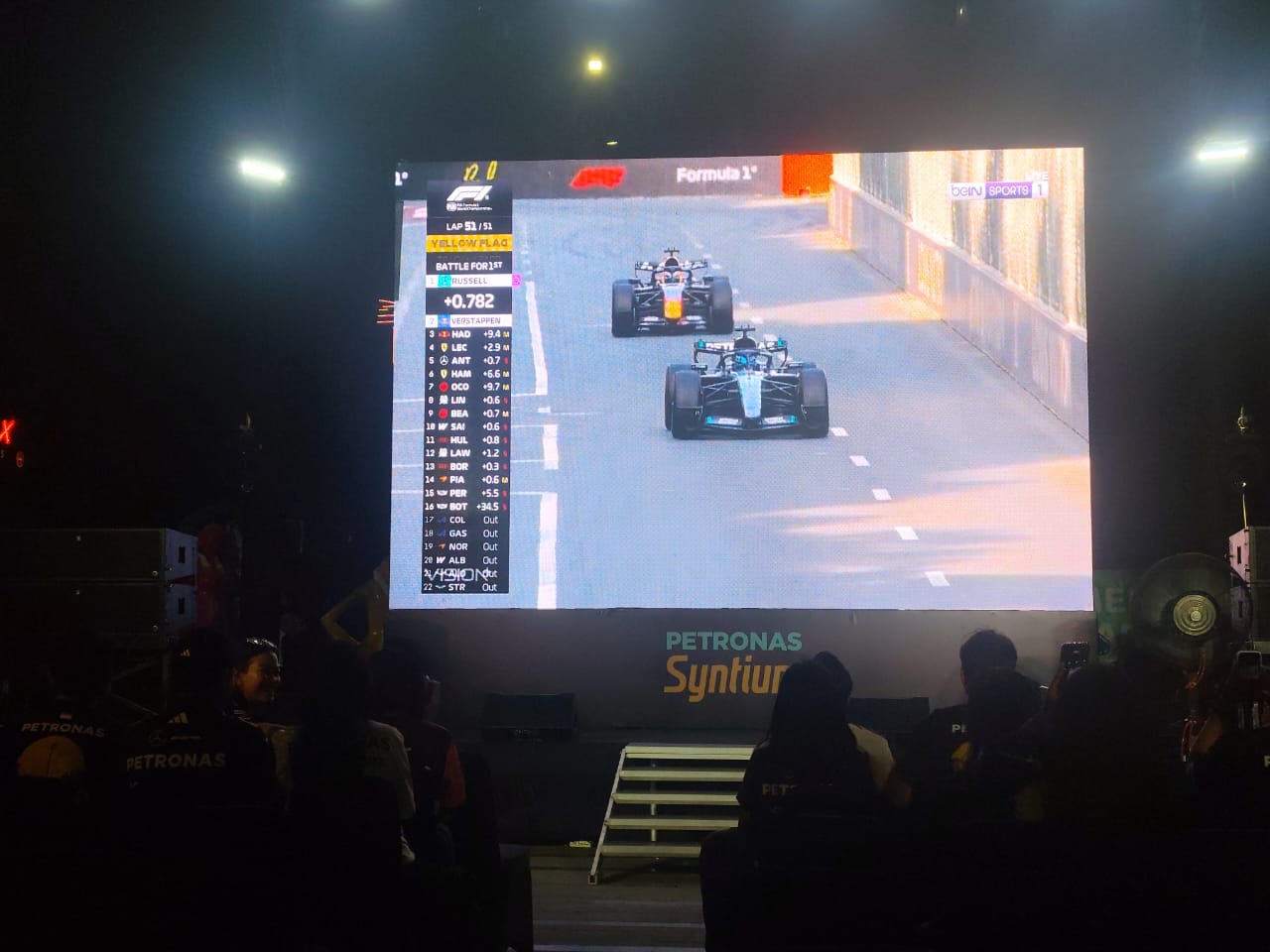 Russell Menang 0,1 Detik atas Verstappen, Ratusan Penonton Nobar Sampai Tahan Napas