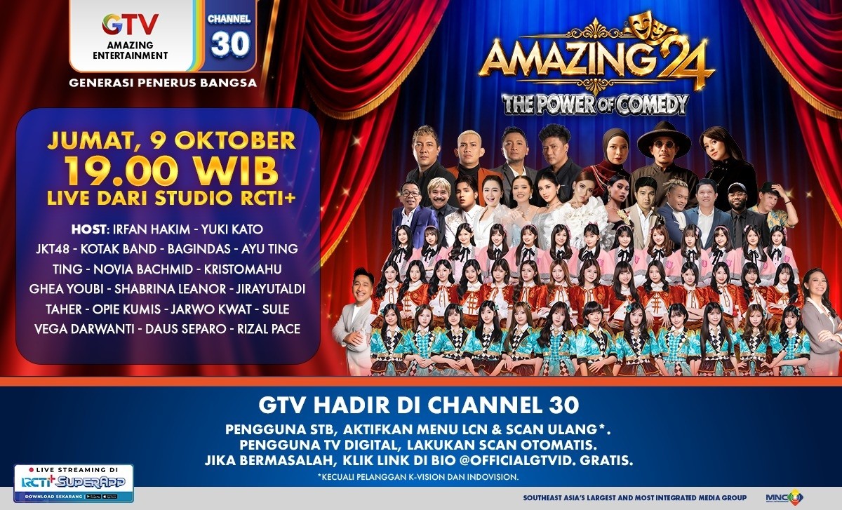 Amazing 24 The Power of Comedy, Pesta Komedi dan Kolaborasi Musik Spektakuler Meriahkan HUT Ke-24 GTV 