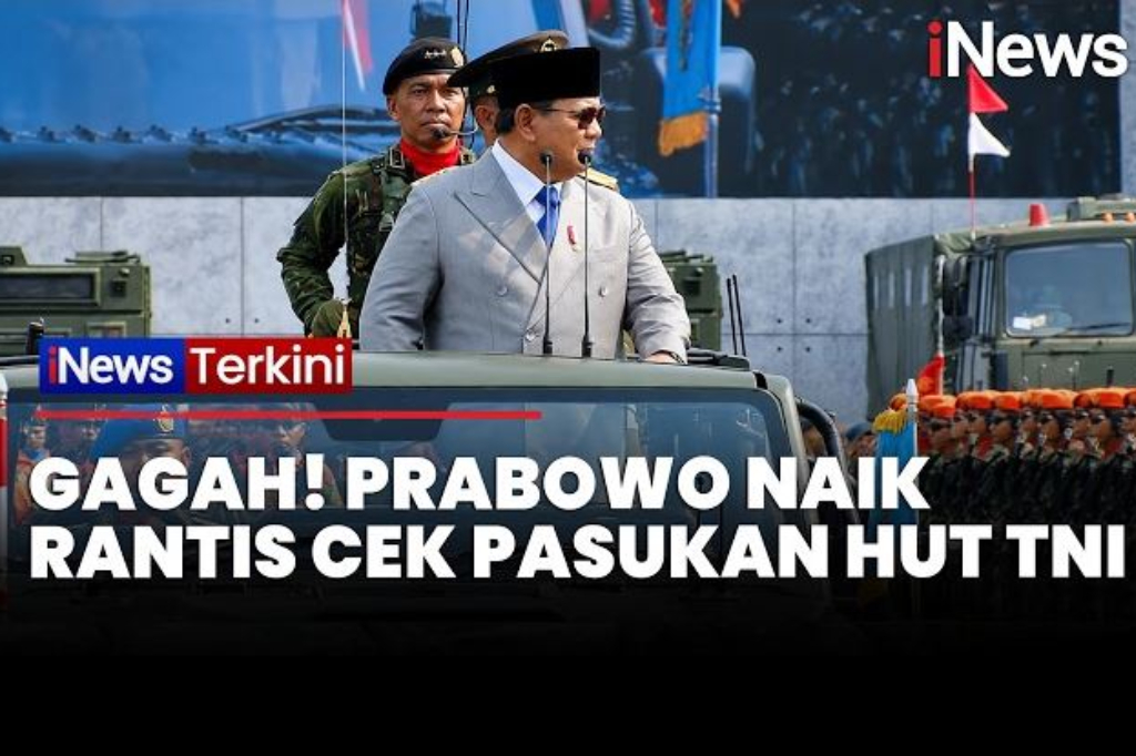 Gagah! Prabowo Naik Rantis Cek Pasukan di HUT ke-81 TNI, Didampingi Panglima