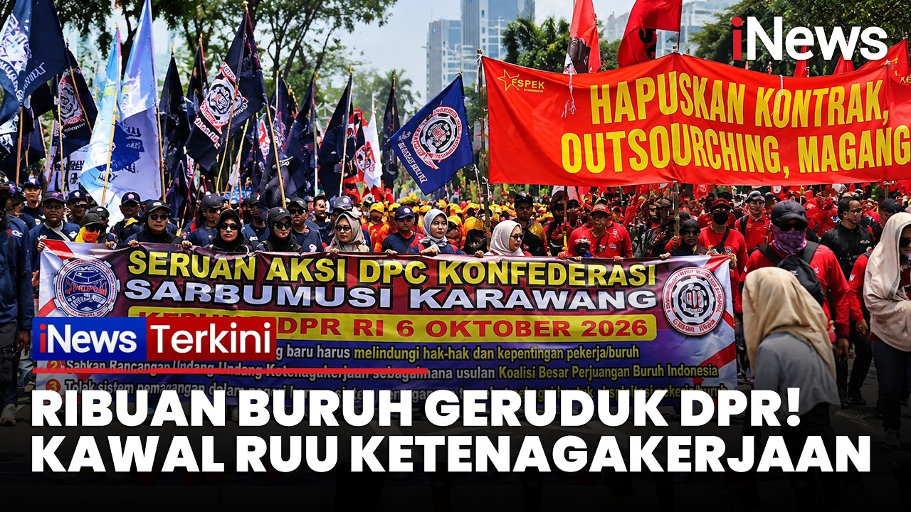 Kawal Pembahasan RUU Ketenagakerjaan, Elemen Buruh Gelar Aksi di Depan DPR