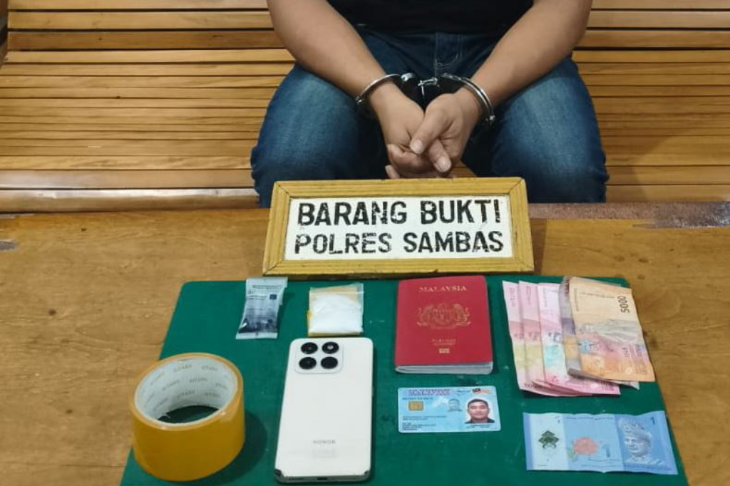 WNA Malaysia Ditangkap Polisi di Perbatasan Sambas, Bawa Sabu Siap Edar