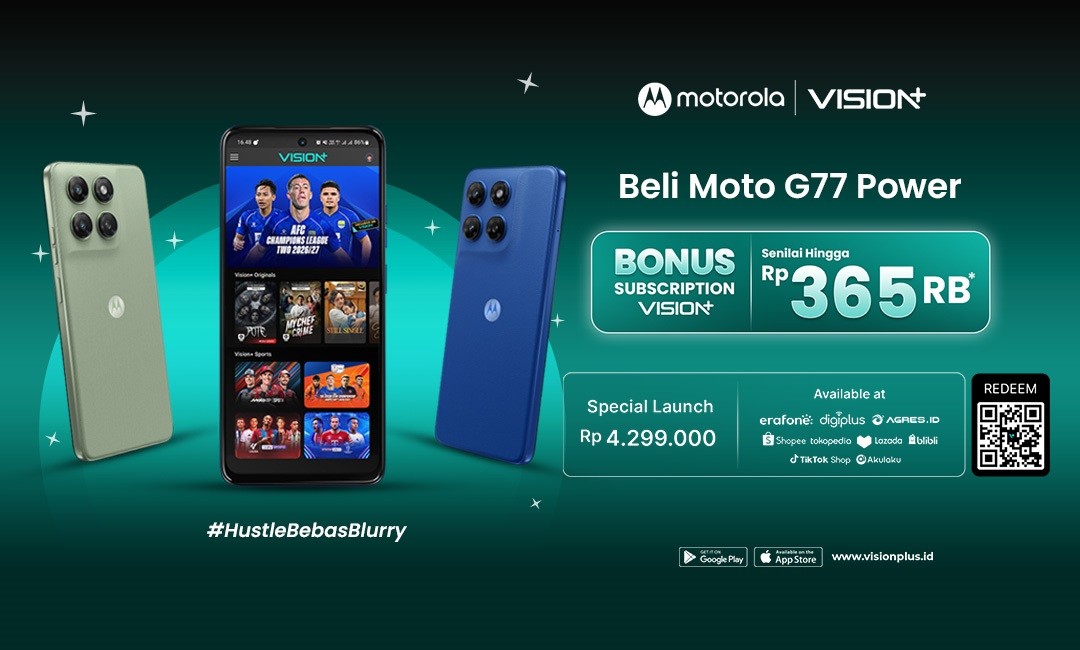 Beli Motorola moto G77 Power, Bonus Subscription VISION+ untuk Streaming Konten Favorit!