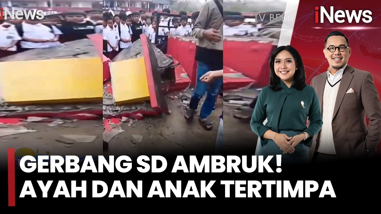 Gerbang Sekolah di Cianjur Ambruk Timpa Siswi dan Wali Murid Saat Berteduh dari Hujan