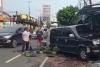 Sopir Mengantuk, Kijang Naik Trotoar Seruduk Kios Tambal Ban