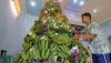 Unik, Pohon Natal dari 100 Tandan Buah Pisang Hasil Kebun Warga Kediri