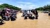 Sungai Cisanggarung Meluap, Parkiran Motor Pabrik Sepatu di Cirebon Terendam Banjir