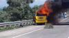 Bus Elf Angkut Rombongan hendak Berlebaran Terbakar Hebat di Tol Pandaan-Malang
