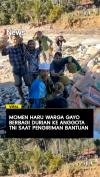 Momen Haru Warga Gayo Berbagi Durian Ke Anggota TNI saat Pengiriman Bantuan