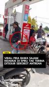 Viral! Pria Bawa Sajam Ngamuk di SPBU, Tak Terima Ditegur Serobot Antrean