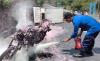 Detik-Detik Pemotor Tewas usai Ditabrak Truk Boks hingga Terbakar di Boyolali