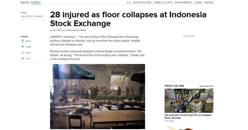 Berita Balkon Bursa Efek Indonesia Ambruk Mendunia