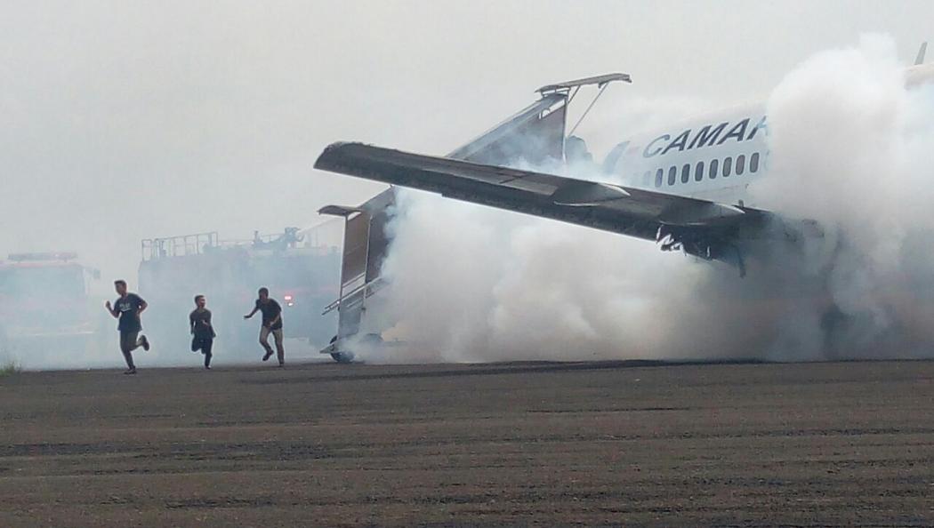 Avsec Lanud Husein Sastranegara Lakukan Simulasi Kecelakaan Pesawat