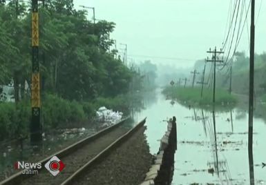 Jalur Rel Porong Mulai Bisa Dilewati Kereta Api