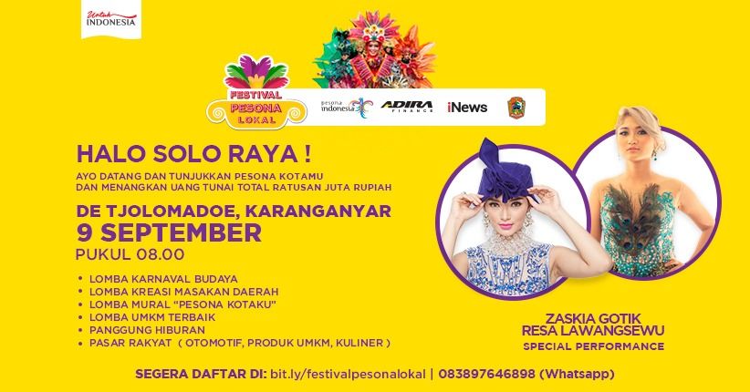 Minggu, Festival Pesona Lokal Siap Menggebrak Solo Raya 