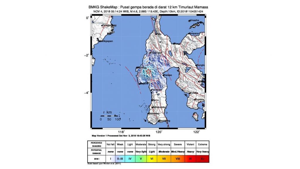Gempa Bumi Tektonik 4,6 SR Guncang Mamasa Sulawesi Barat Minggu Pagi