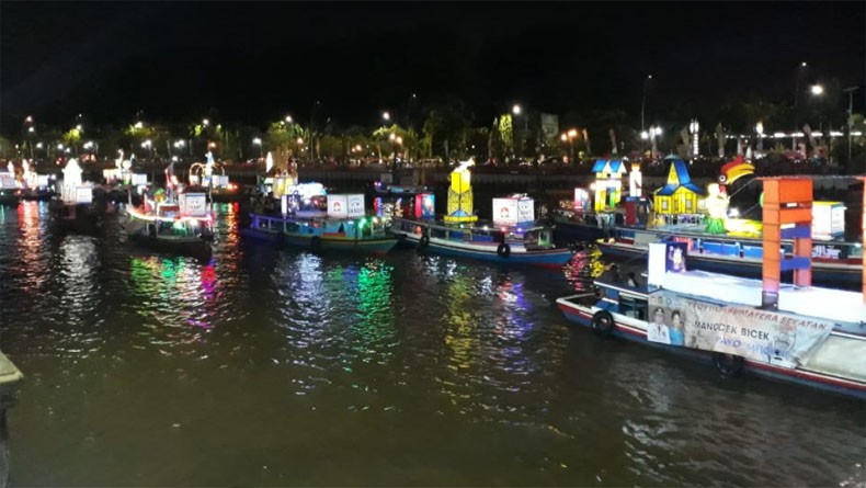 Parade Jukung Hias Ramaikan Harganas 2019 di Sungai Martapura Banjarmasin