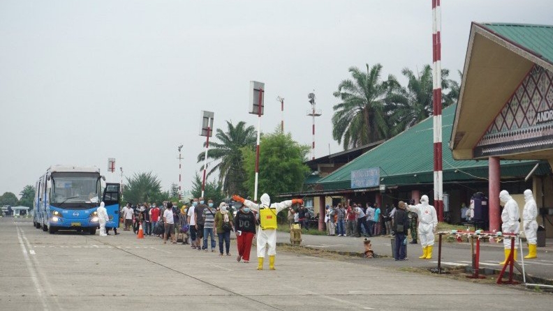 Gelombang Kedua TKI dari Malaysia Jalani Karantina di Eks Bandara Polonia Medan