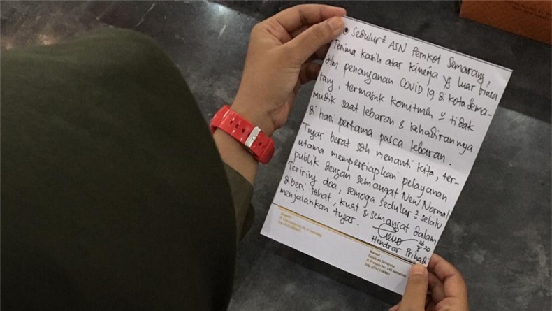ASN Dapat Kejutan Surat Tulisan Tangan Wali Kota  Semarang di Hari Pertama Kerja