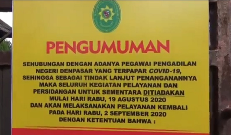 PN Denpasar Ditutup karena Covid-19, Pegawai Kontak Erat Diminta Karantina Mandiri