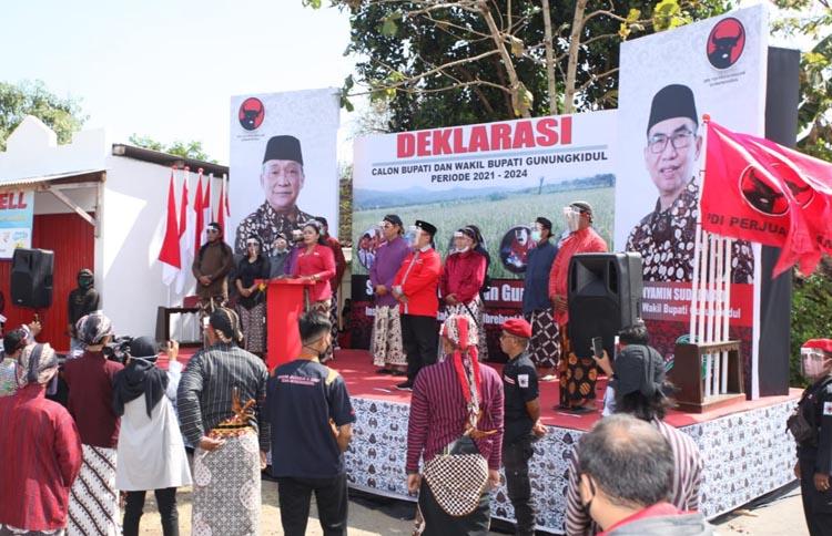 Maju Pilkada Gunungkidul, Paslon PDIP Deklarasi di Kompleks Makam Ki Demang Wonopawiro